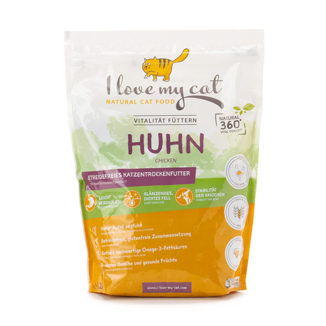 I love my cat HUHN チキン 1.2kg グルテンフリー オメガ3脂肪酸含有 猫の餌 総合栄養食 アイラブマイキャット