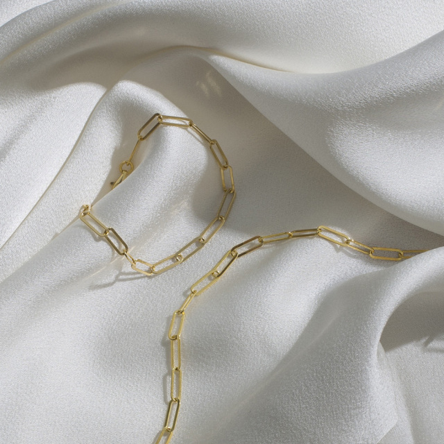 MESH クリップネックレス 40cm シルバー925 18Kゴールドコート ポルトガル直輸入 VOL0026 Gold Necklace