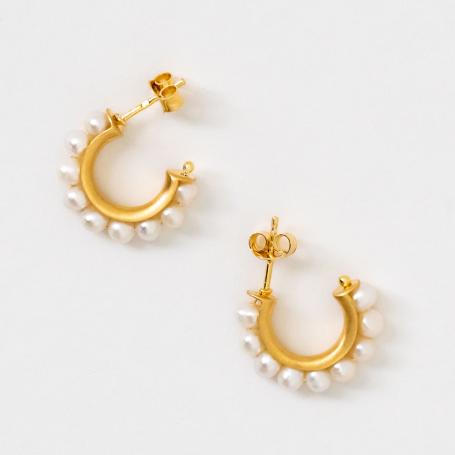 MESH パールミニフープ ピアス 18Kゴールドコート シルバー925 ポルトガル直輸入 ARG0025MI Gold Earrings