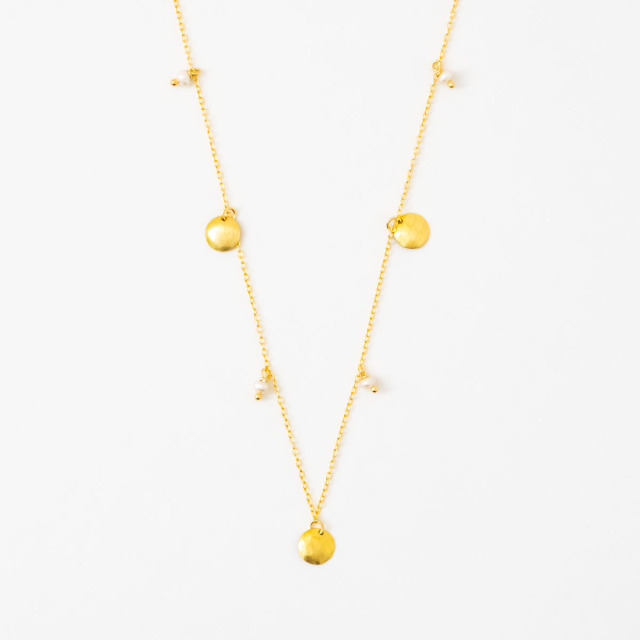 MESH ネックレス トスカ＆パール 最長43cm 18Kゴールドコート シルバー925 ポルトガル直輸入 COL0146MTP Gold Necklace