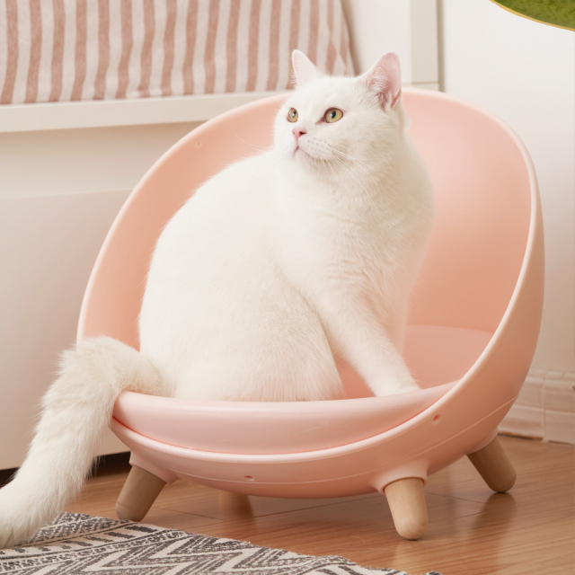 猫用ソファ 温度調整可能なペットのマルチベッド ピンク ネコ HEBENA