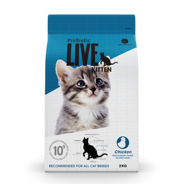 ProBiotic LIVE 子猫用 チキン2kg 特許取得 機能性スーパープレミアムキャットフード プロバイオティック ライブ 生きた善玉細菌配合 無添加原料 BACTERFIELD