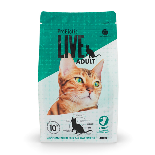 ProBiotic LIVE 成猫用 ラム400g 特許取得 機能性スーパープレミアムキャットフード プロバイオティック ライブ 生きた善玉細菌配合 無添加原料 BACTERFIELD