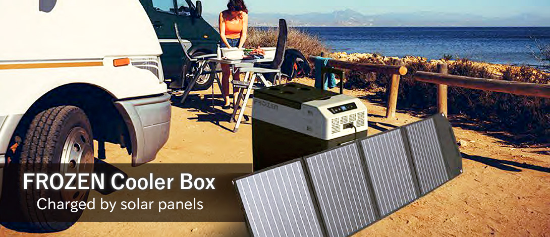 FROZEN FCR40 ポータブル冷凍冷蔵庫 ソーラーパネルで充電 キャンプに最適 クーラーボックス