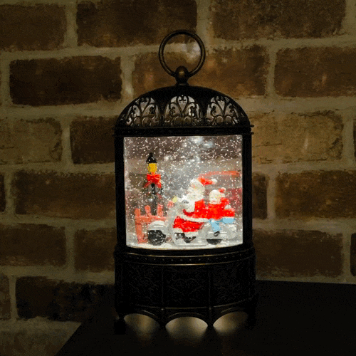 スノーイングランタンライトのラメが舞うイメージ動画 クリスマスソング8曲入り電子オルゴール スノードーム ST41995